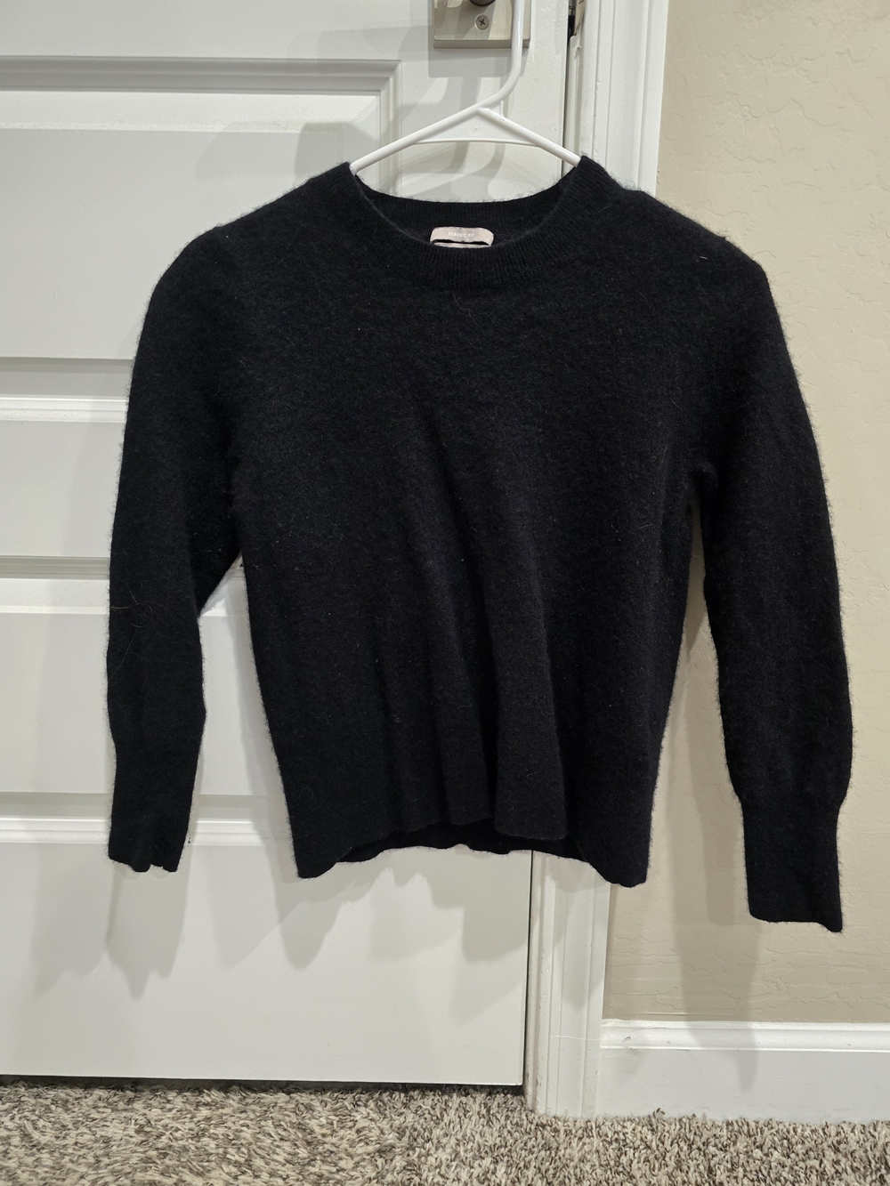 J. Crew Cashmere Short Black Crewneck Sweater